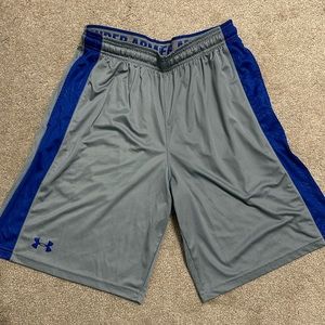 Men’s Medium Under Armour Basketball Shorts Grey and Blue